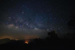 Milky Way Galaxy at Doi inthanon Chiang mai, Thailand.Long exposure photograph.With grain photo