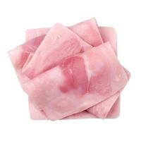 slices of cooked ham isolate on white photo