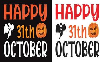 feliz 31 de octubre diseño de vector de camiseta de halloween