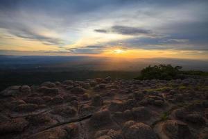 Laan Hin Pum Viewpoint during sunset at Phu Hin Rong Kla National Park, Phitsanulok, Thailand. photo