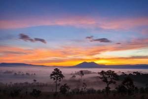 paisaje mañana amanecer en el parque nacional thung salang luang phetchabun,tung slang luang es sabana de pastizales en tailandia foto