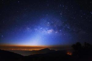 Milky Way Galaxy at Doi inthanon Chiang mai, Thailand.Long exposure photograph.With grain photo