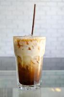 iced coffee latte in takeaway cup photo