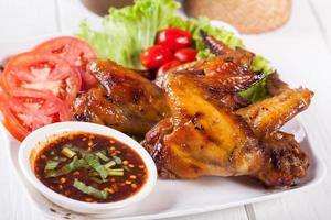 Grilled Chicken Wings with Red Spicy Sauce photo