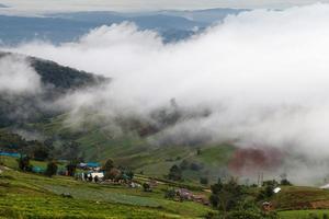 Misty morning sunrise in Phutabberk Phetchabun, Thailand photo