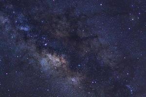 Starry night sky, Milky way galaxy with stars and space dust in the universe, Long exposure photograph, with grain. photo