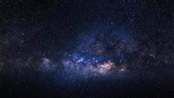 Panorama Milky way galaxy with stars and space dust in the universe, Long exposure photograph, with grain. photo