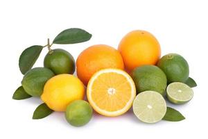 fresh orange,lemon and citrus fruits isolate on white background photo