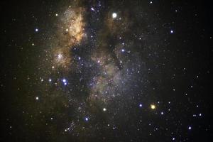 Close up of Milky way galaxy. Long exposure photograph.With grain photo