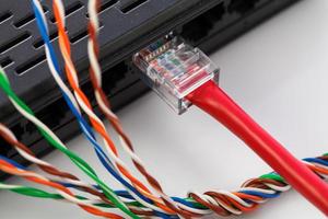cable electrónico multicolor y conexión LAN foto