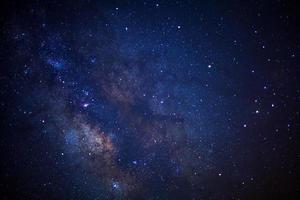 Close up of Milky way galaxy with stars and space dust in the universe, Long exposure photograph, with grain. photo