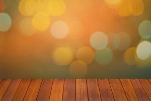 Abstract bokeh nature background with wooden paving