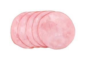 Sliced smoked ham isolated on white background photo