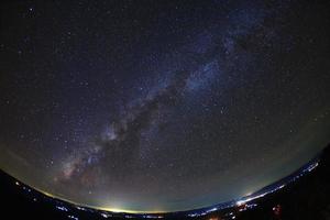 Landscape with milky way galaxy, Night sky with stars in universe photo