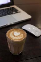 coffee latte art in coffee shop photo