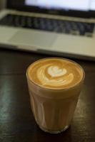 coffee latte art in coffee shop photo