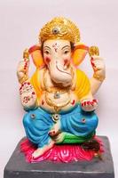 Happy Ganesh Chaturthi Greeting Card design with lord ganesha idol photo