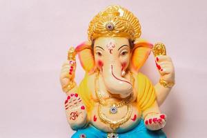 Happy Ganesh Chaturthi Greeting Card design with lord ganesha idol photo