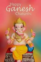 Happy Ganesh Chaturthi Greeting Card design with lord ganesha idol photo