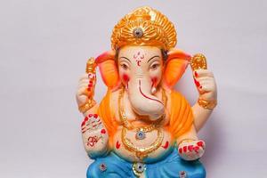 Happy Ganesh Chaturthi Greeting Card design with lord ganesha idol photo