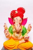 Happy Ganesh Chaturthi Greeting Card design with lord ganesha idol photo