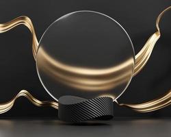 3D rendering abstract platform podium product presentation and golden decoration backdrop photo