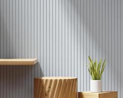 3D rendering abstract wooden platform podium product presentation backdrop photo