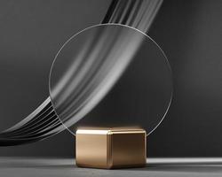 3D rendering abstract gold platform podium product presentation backdrop photo