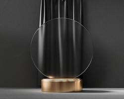 3D rendering abstract gold platform podium product presentation backdrop photo