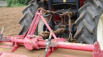 The iron corners of the motorbike that have been damaged hit the ground because they have been used too much on unpaved roads photo