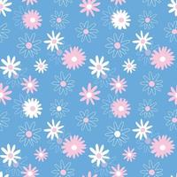 Daisy dream pattern with beautiful pastel color, trendy floral seamless pattern vector