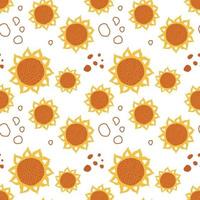 Sunflowers seamless pattern in wahite backdrop and hand drawn style vector