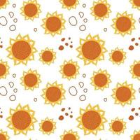 Sunflowers seamless pattern in wahite backdrop and hand drawn style vector