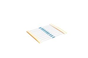 Bundle of electronic resistors isolated in white background photo