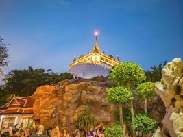 Golden mount at wat saket temple.The landmark travel destination of bangkok city thailand photo