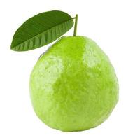 Guava fruit with leaves isolated on the white background photo