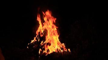 a fire that burns in the dark night photo