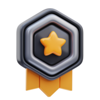 3d rendering of game winner badge icon illustration png