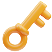 3d golden key game icon illustration rendering png