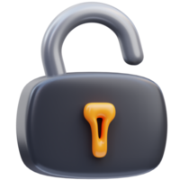 3d rendering of padlock game icon illustration png