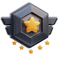 3d rendering of mvp badge game icon illustration for winner png