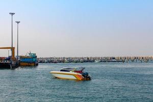 Ferry boat go to Bali Hai pier Pattaya bay in the evening. on January 19, 2019 photo