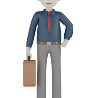 3d hombre de negocios aislado con camisa azul png