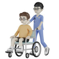 3d isolerat läkare med en rullstol png