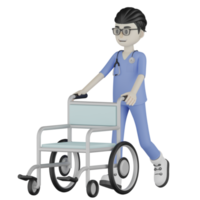 Docteur isolé 3d avec un fauteuil roulant png