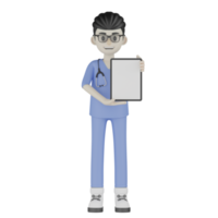 médico 3d isolado com um prontuário médico png