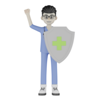 3D Isolated Doctor Fighting Viruses png