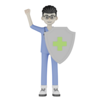 3d médico isolado combatendo vírus png