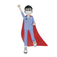 Docteur isolé 3d avec une robe rouge png