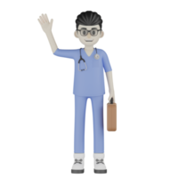 3d geïsoleerd dokter met zijn aktentas png